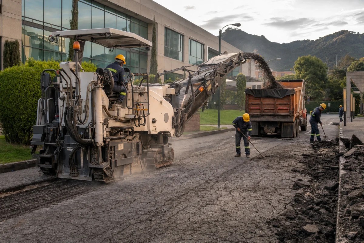 Fresado de la capa vieja antes de renovar el acceso