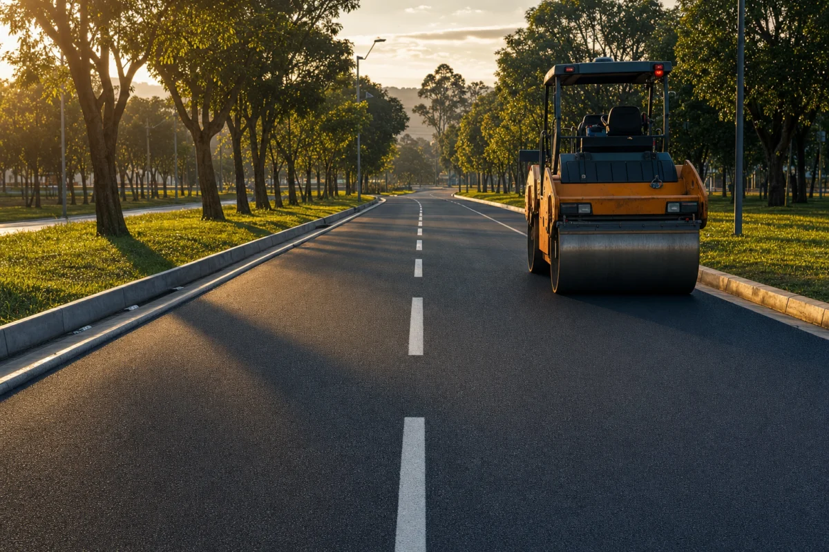 Acceso vehicular recién renovado con superficie uniforme